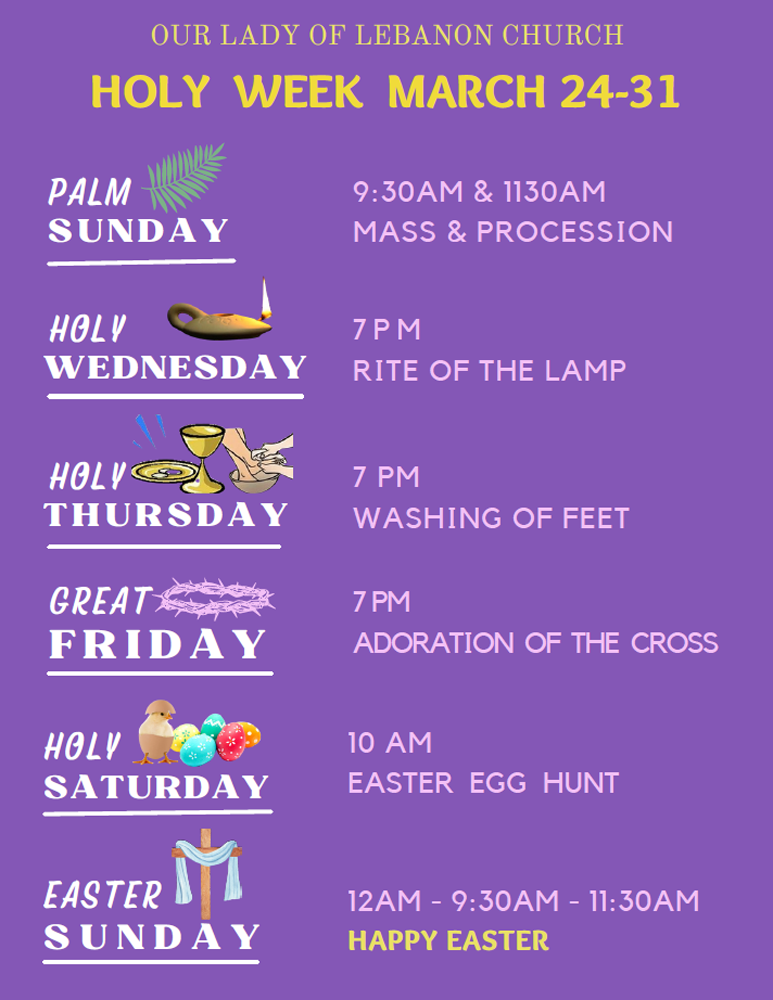 Holy week Schedule 2024